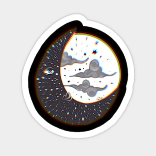 Moon Face Trippy Sticker